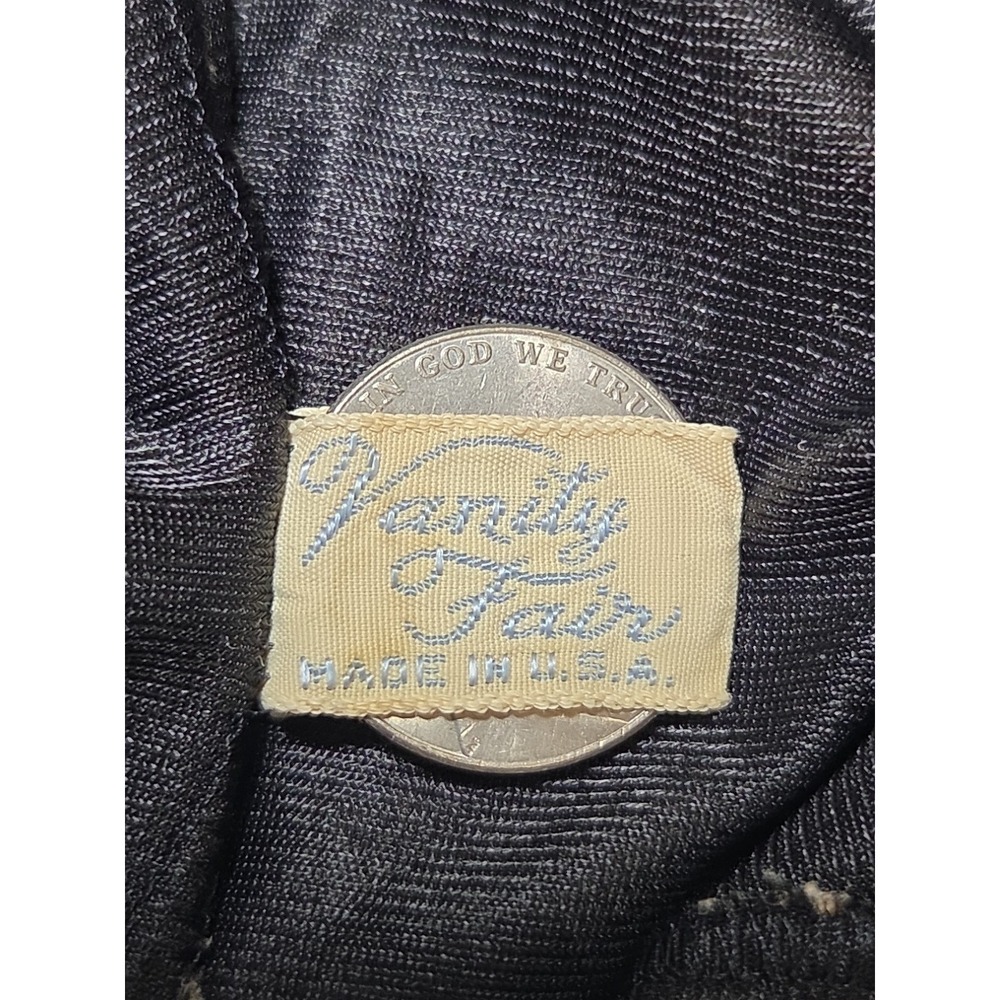 Vtg 1960s Vanity Fair Tricot Nylon‎ Lace Bodice Black Slip Dress Size 32 Short - Picture 10 of 11